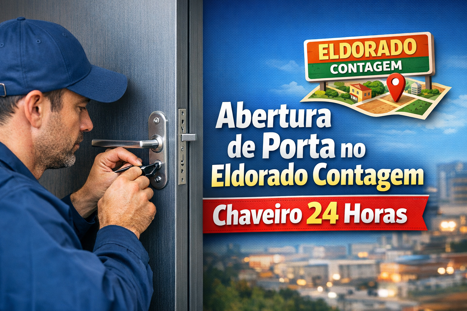 Abertura de porta no Eldorado Contagem realizada por chaveiro 24 horas