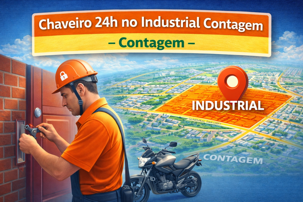 Chaveiro 24h no Industrial Contagem realizando atendimento em porta