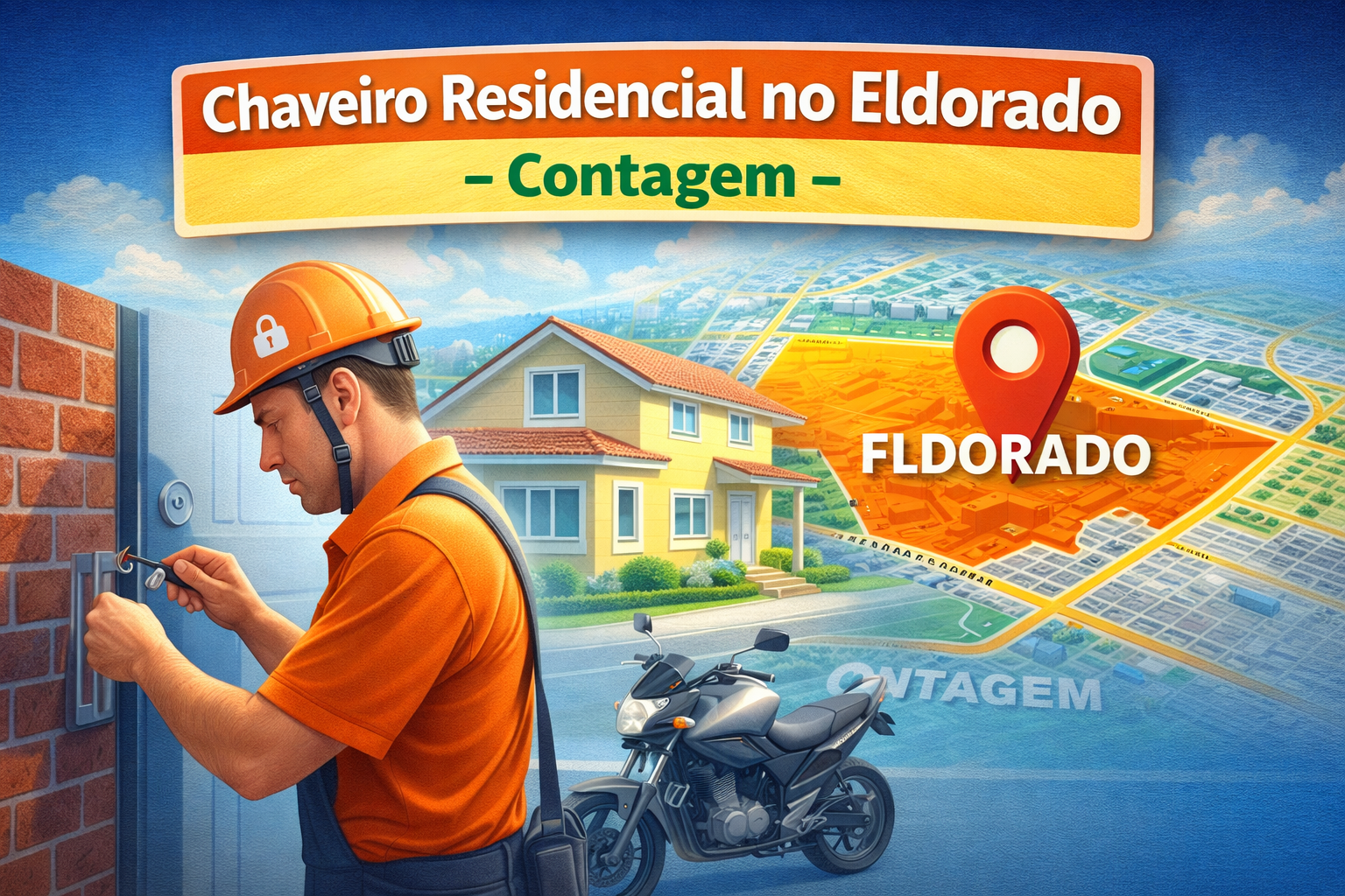 Chaveiro residencial no Eldorado Contagem realizando serviço em porta de casa