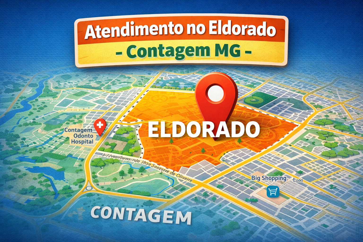 Mapa do bairro Eldorado em Contagem MG com atendimento de chaveiro 24h