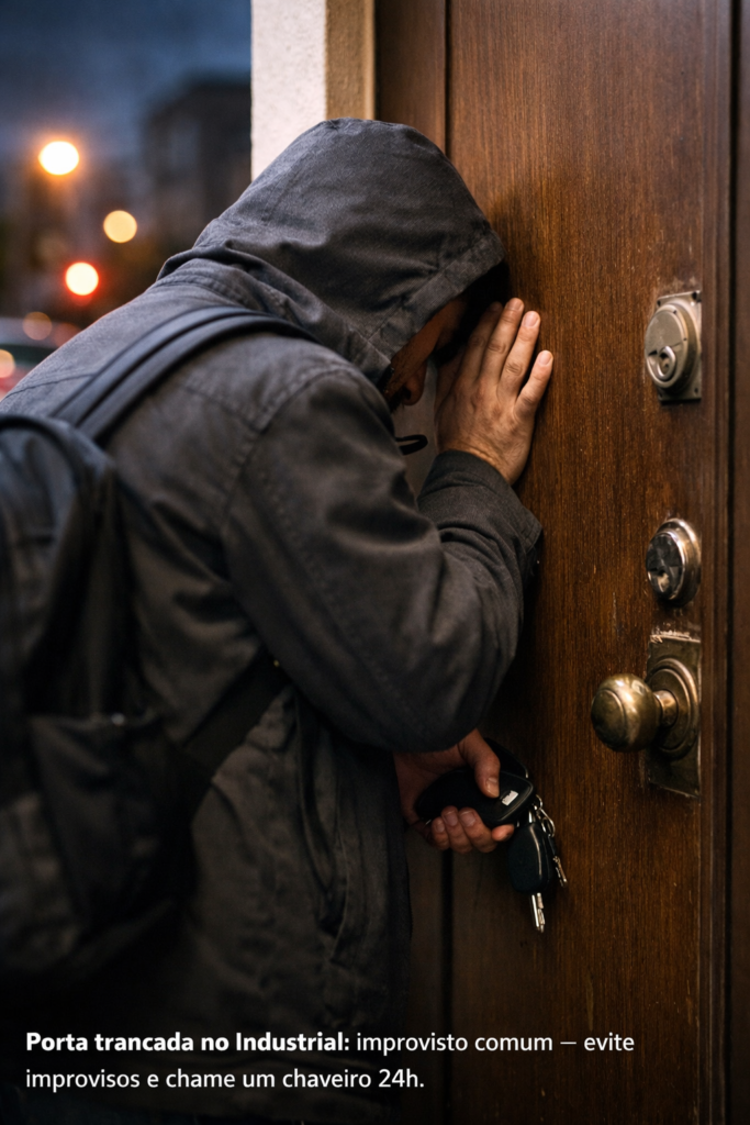 Pessoa do lado de fora com porta trancada no bairro Industrial em Contagem